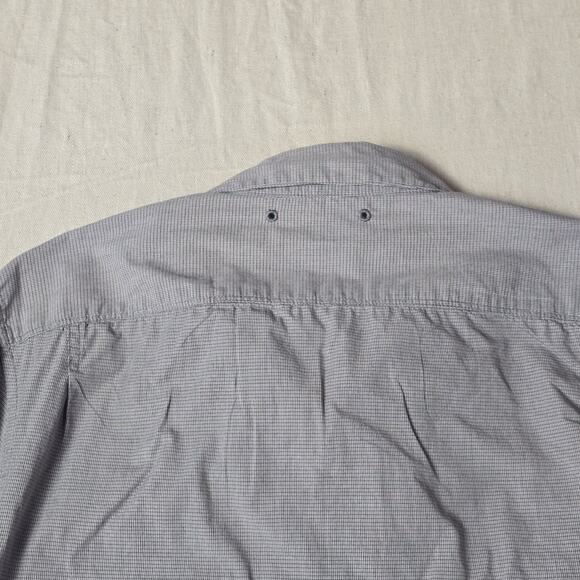 John Varvatos Converse Gray Checked S/S Cotton‎ Button Front Large - Picture 12 of 16